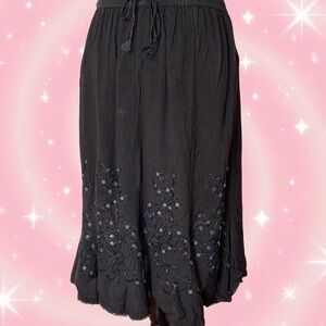 Elegant Black Embroidered Skirt